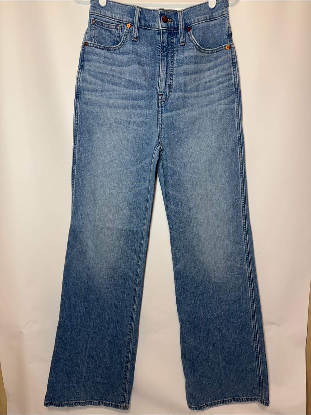 Madewell 11" High-Rise Flare Jeans in Light Wash Blue - Size 28